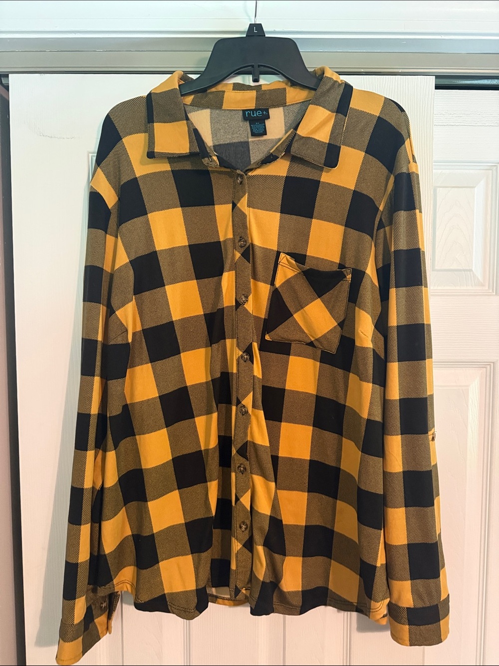 Rue21 Yellow and Black Plaid Button-Down Shirt